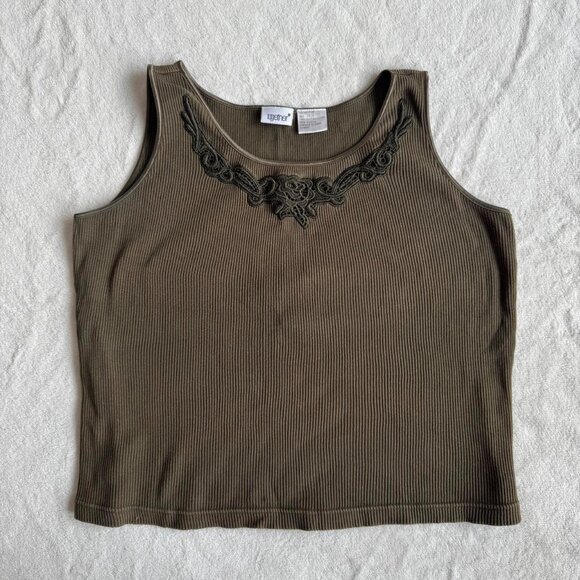 vintage ribbed army green tank top - Picture 3 of 6